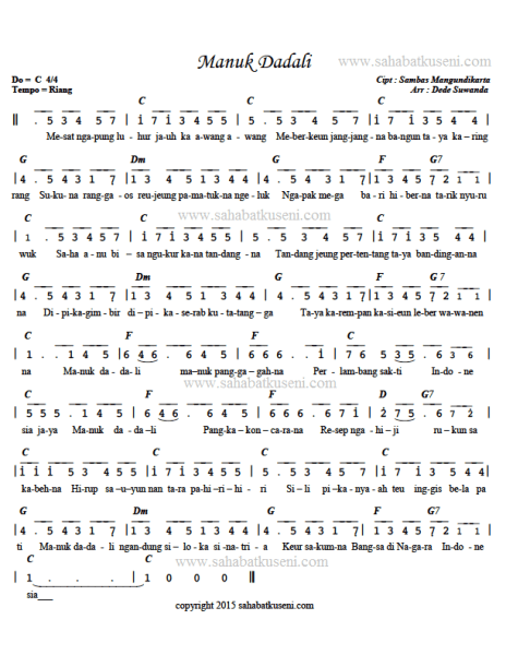 Chord Lagu Manuk Dadali