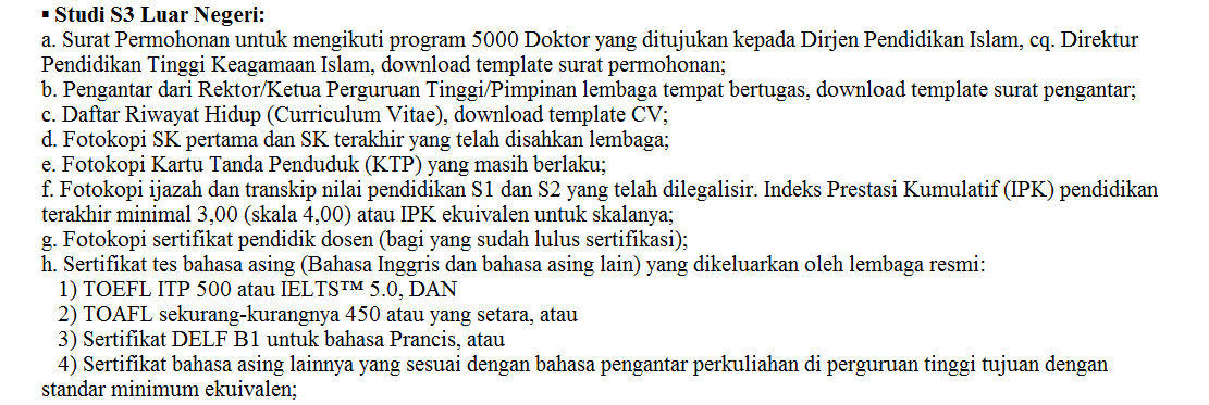 Beasiswa Kemenag Studi S3 Luar Negeri