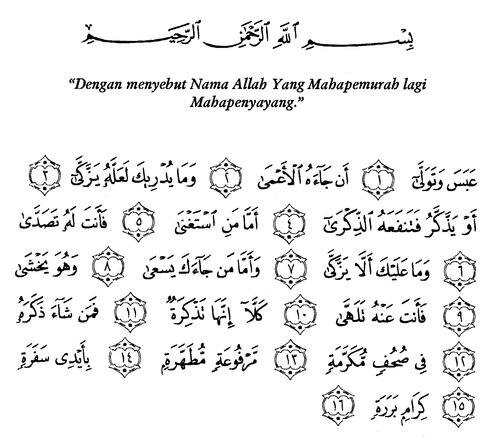 Surah Abasa 1-16