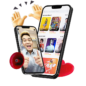 Tampilan video shoutout dan video call di aplikasi BintanGO